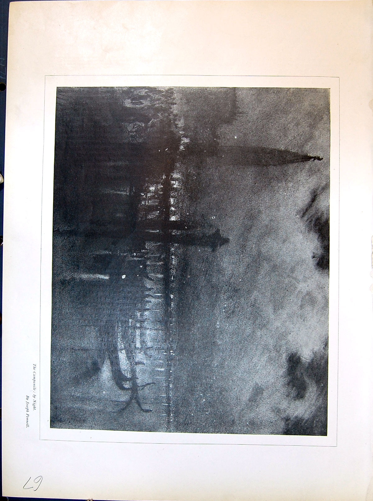 Antique Old Print View Campanile Night Scene Joseph Pennell 1903 Art Journal