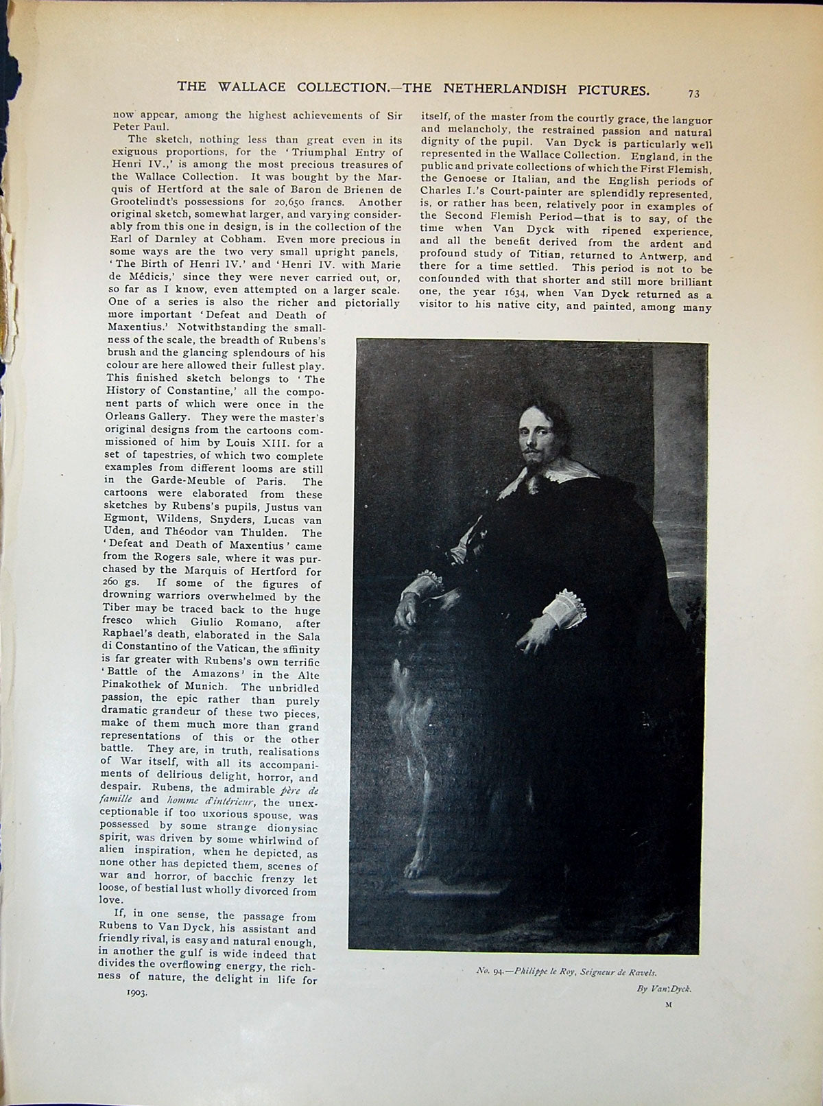Old Print Philippe Le Roy Seigneur Ravels Van Dyck Family Group 1903 Art 20th