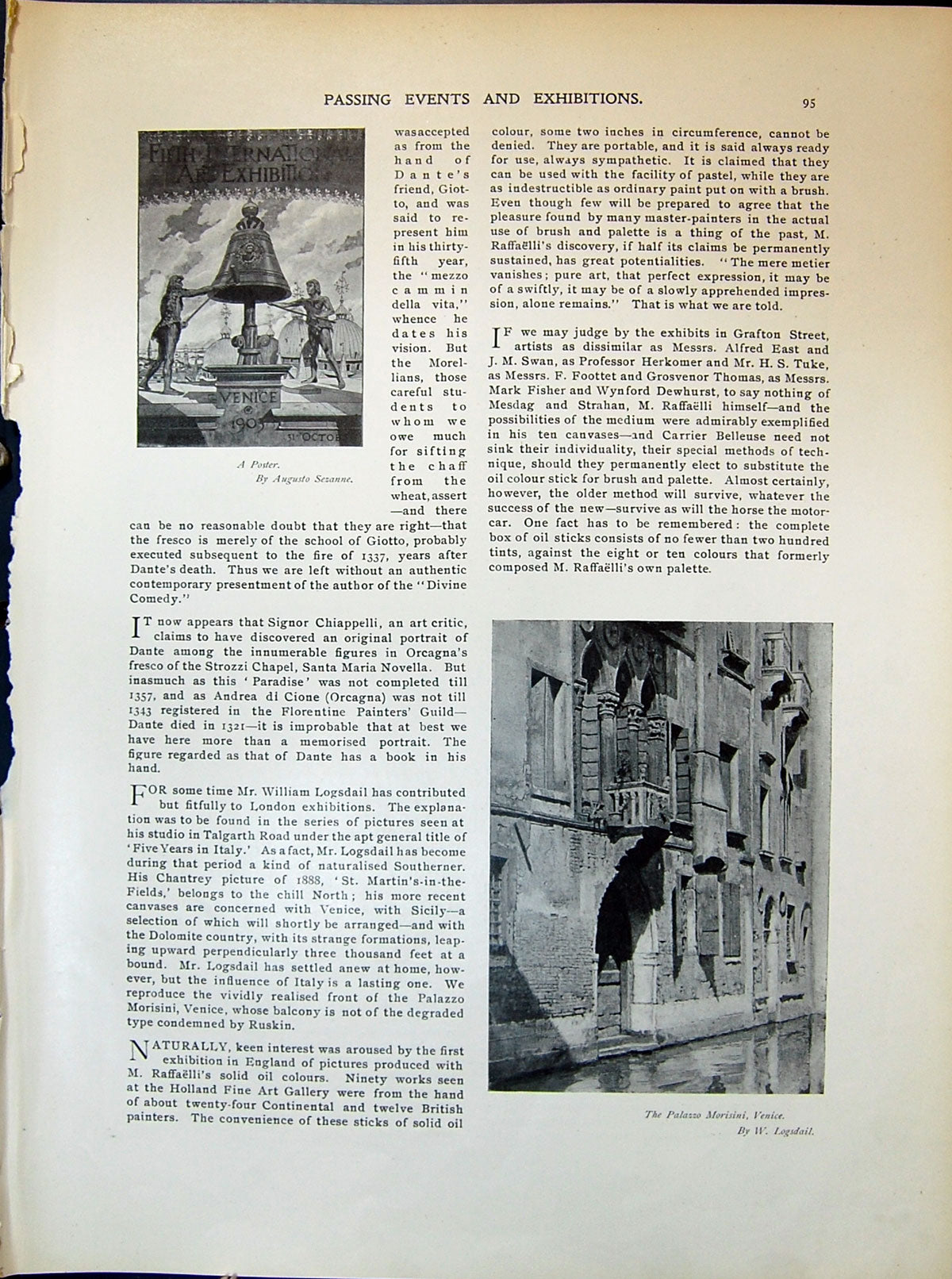 Old Poster Sezanne Palazzo Morisini Venice Charcoal Twilight 1903 Art 20th