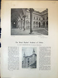 Old Print Palace Urbino Grand Courtyard Diploma Raphael Academy 1903 Art 20th