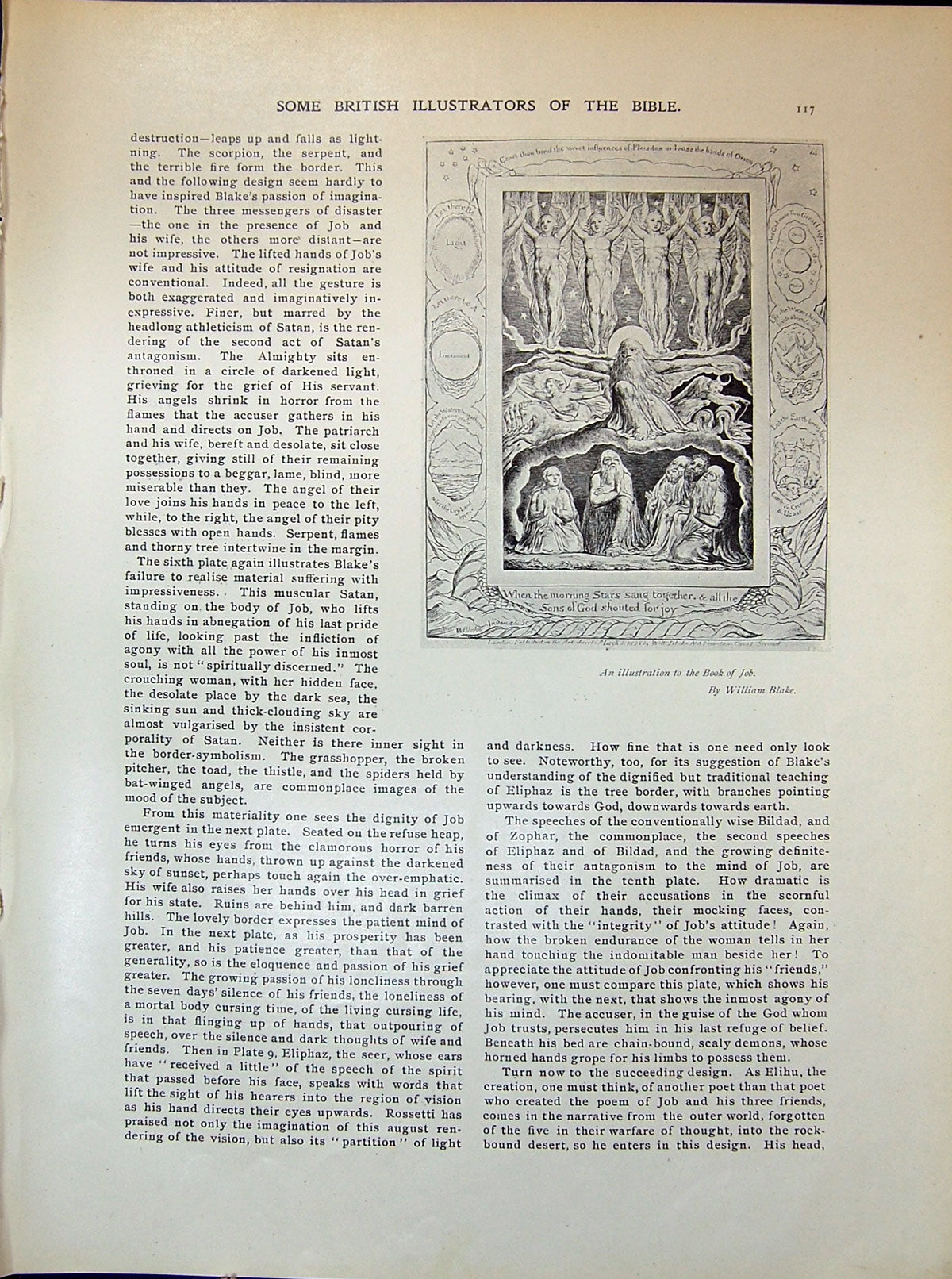 Original Old Antique Print Illustration Book Job William Blake 1903 Art Journal