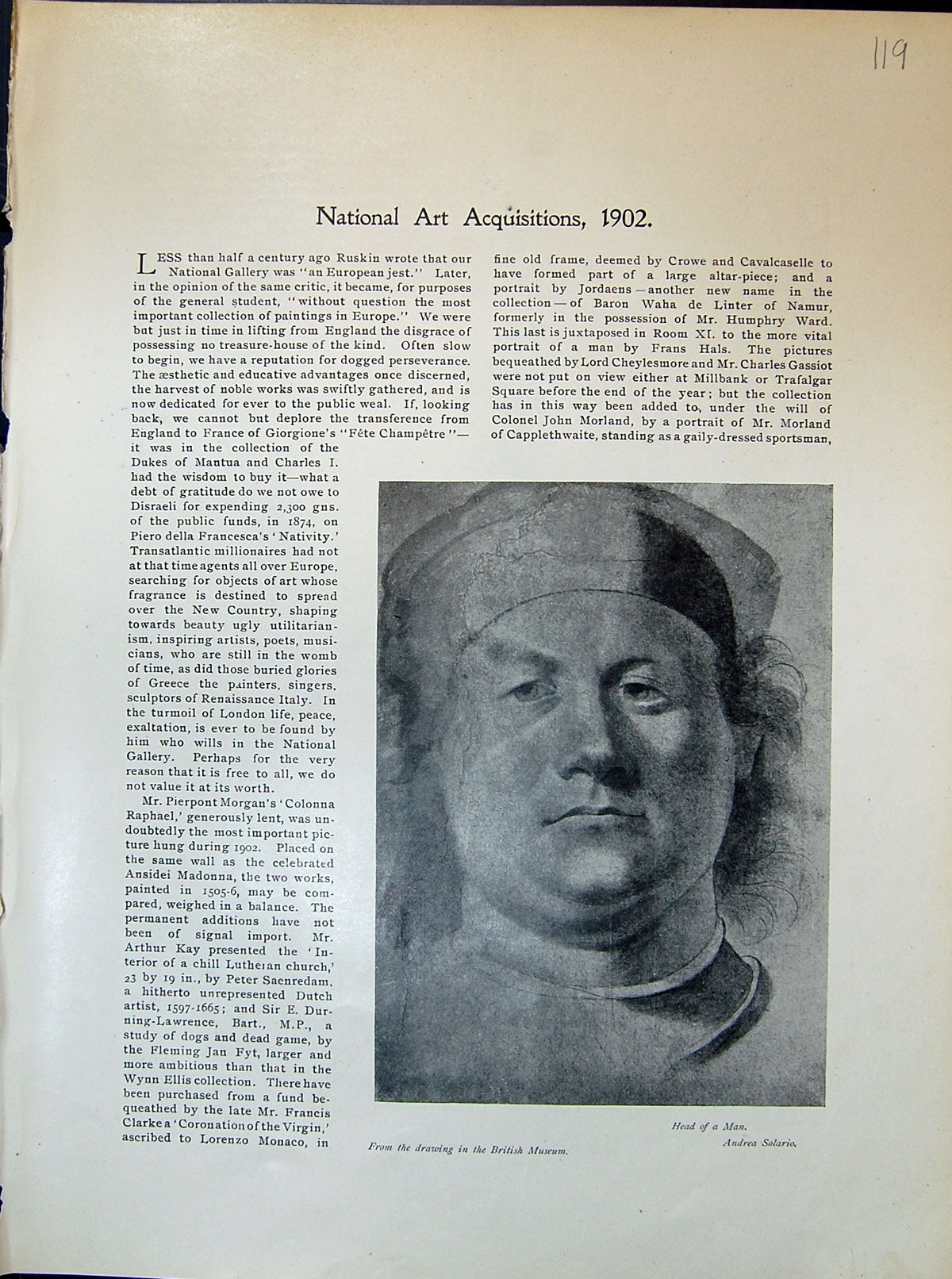 Old 1903 Art Journal Head Man Andrea Solario Charles Keene Madame Ves 20th
