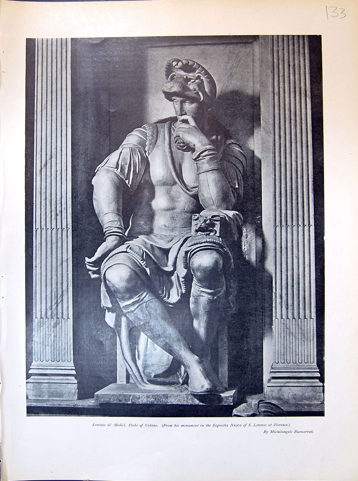 Old Print Sculpture Lorenzo Medici Duke Urbino Monument 1903 Art Journal 20th