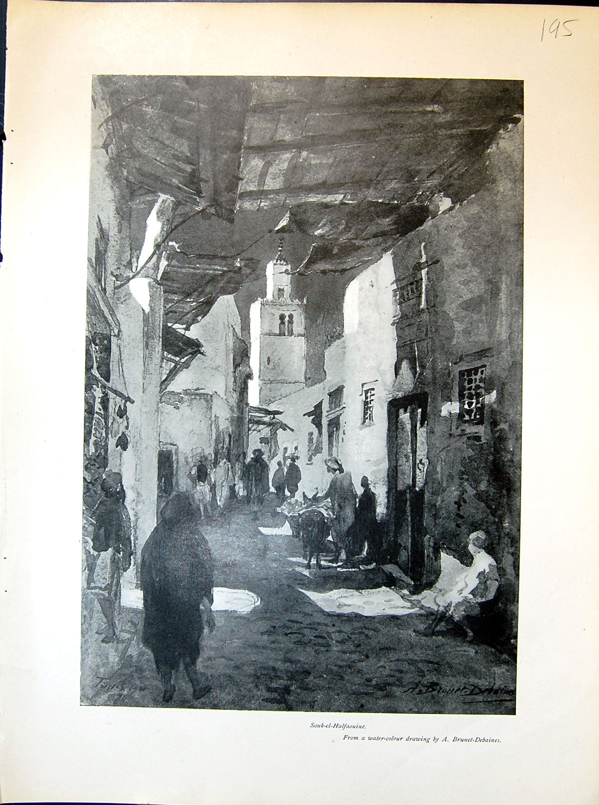 Old Souk-El-Halfouine Brunet-Debaines Porter Alley Tunis 1903 Art Jou 20th