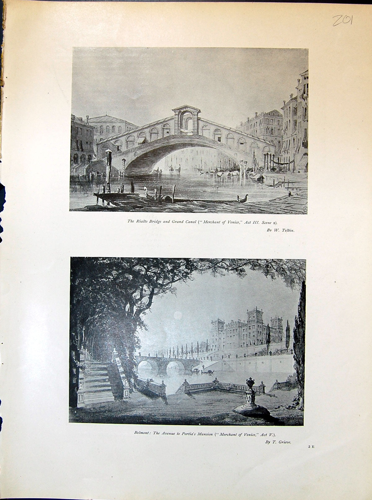 Old Rialto Bridge Grand Canal Telbin Belmont Portia Mansion Flint Min
