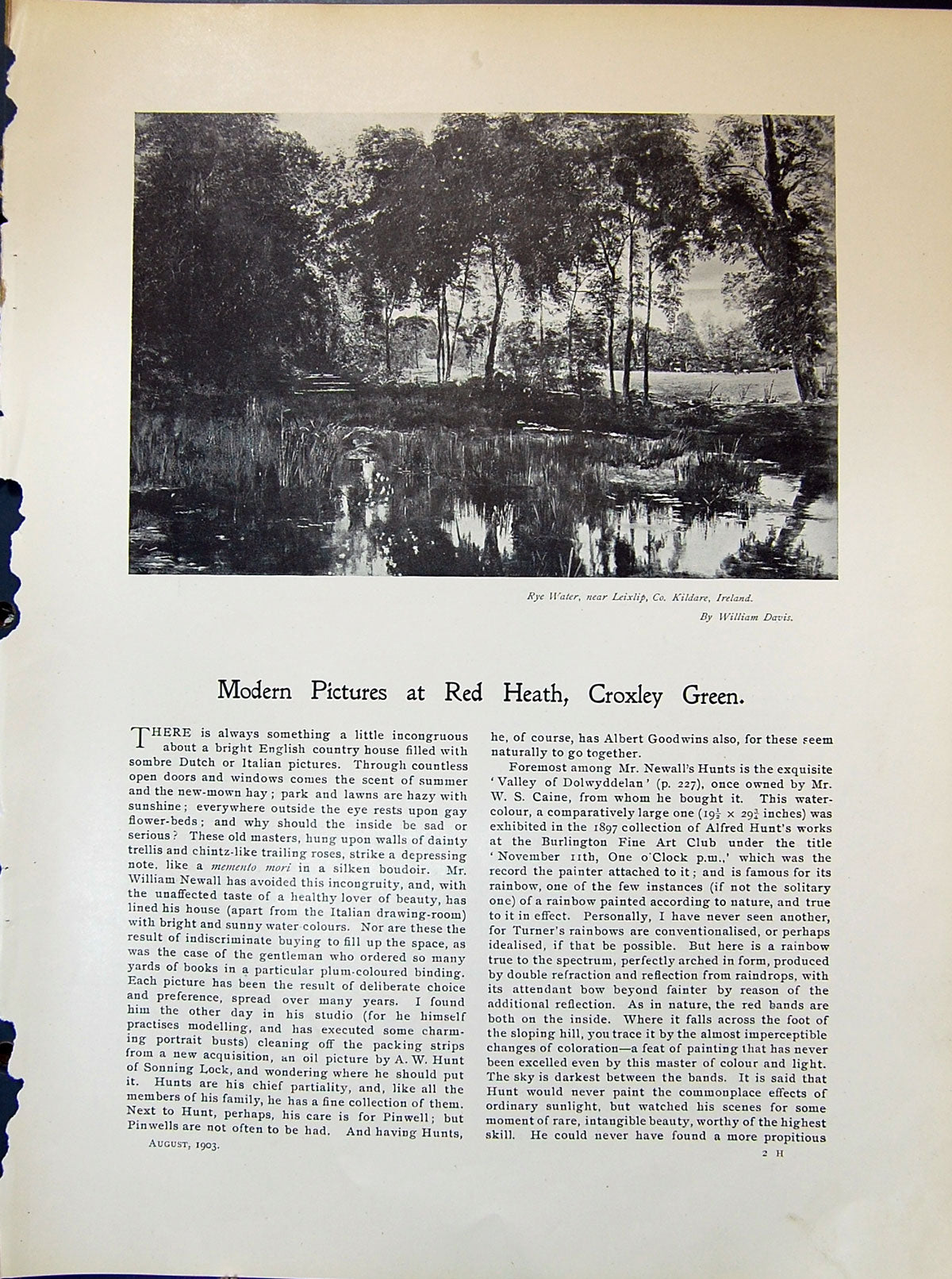 Old Rye Water Leixlip Kildare Ireland Schloss Eltz Hunt 1903 Art Jour 20th