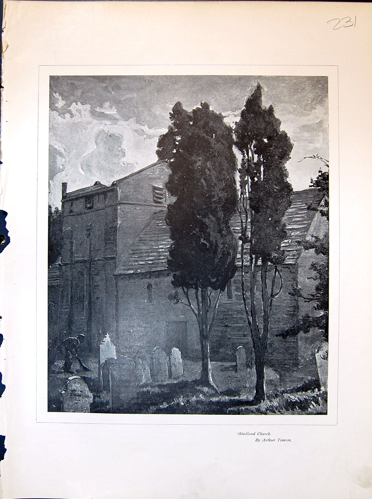 Old Studland Church Trees Gravestones Place Ship Wrecks Tomson 1903 A 20th
