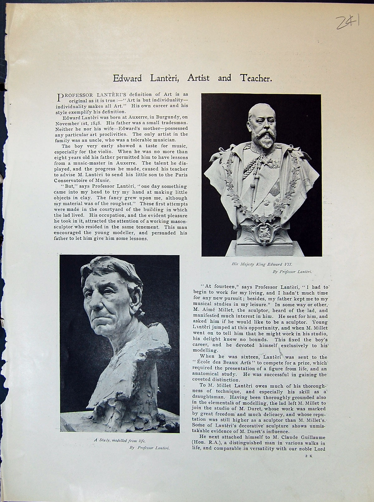 Old 1903 Art Bust King Edward Pressor Lanteri Walter Sendall William 20th