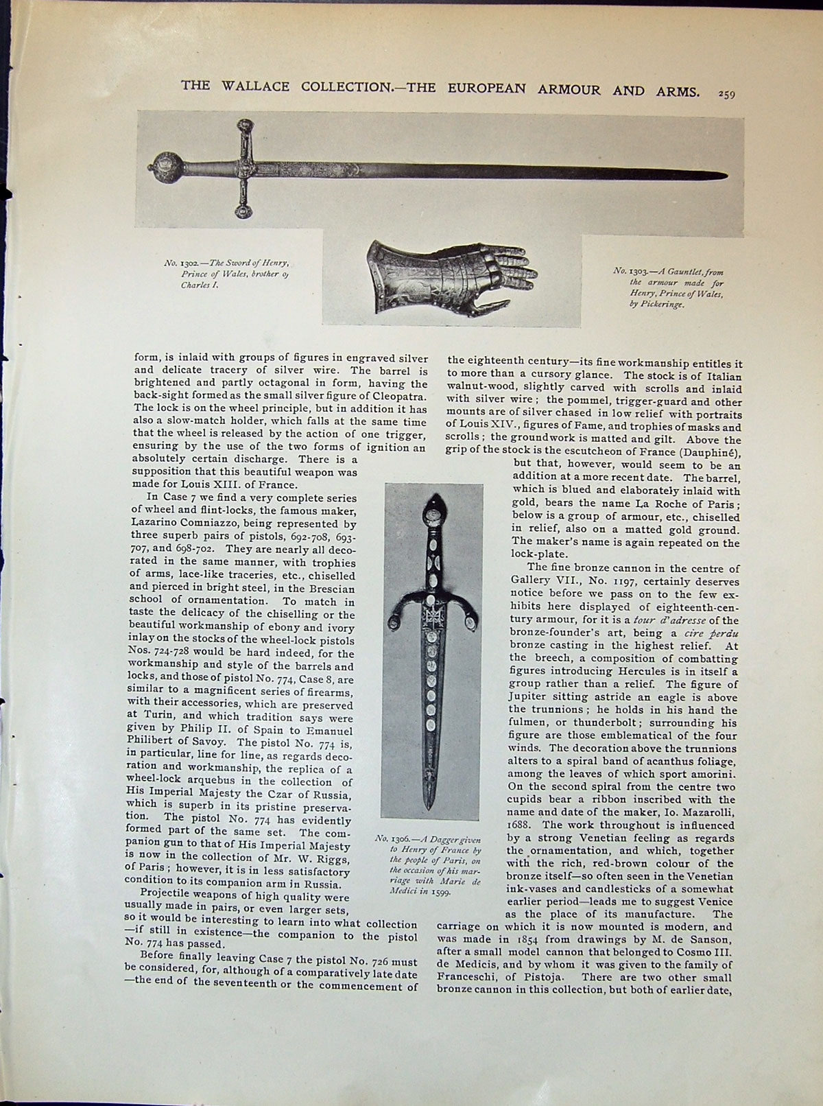 Old Dagger Henry France Gauntlet Wales Sword Prince Helmet Rapier 190 20th