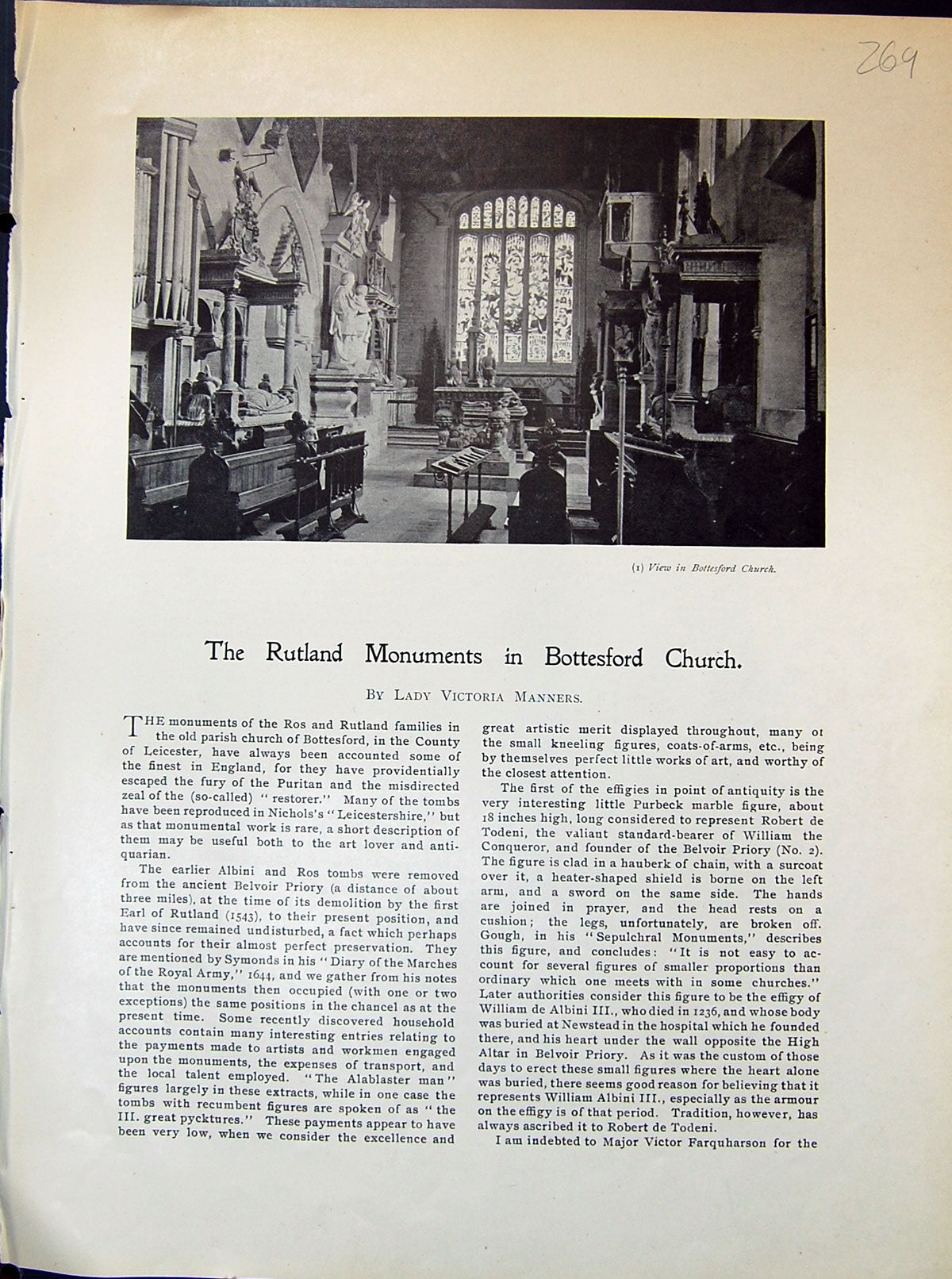 Old View Bottesford Chuch Manners Effigy Robert Todeni Albini 1903 Ar 20th