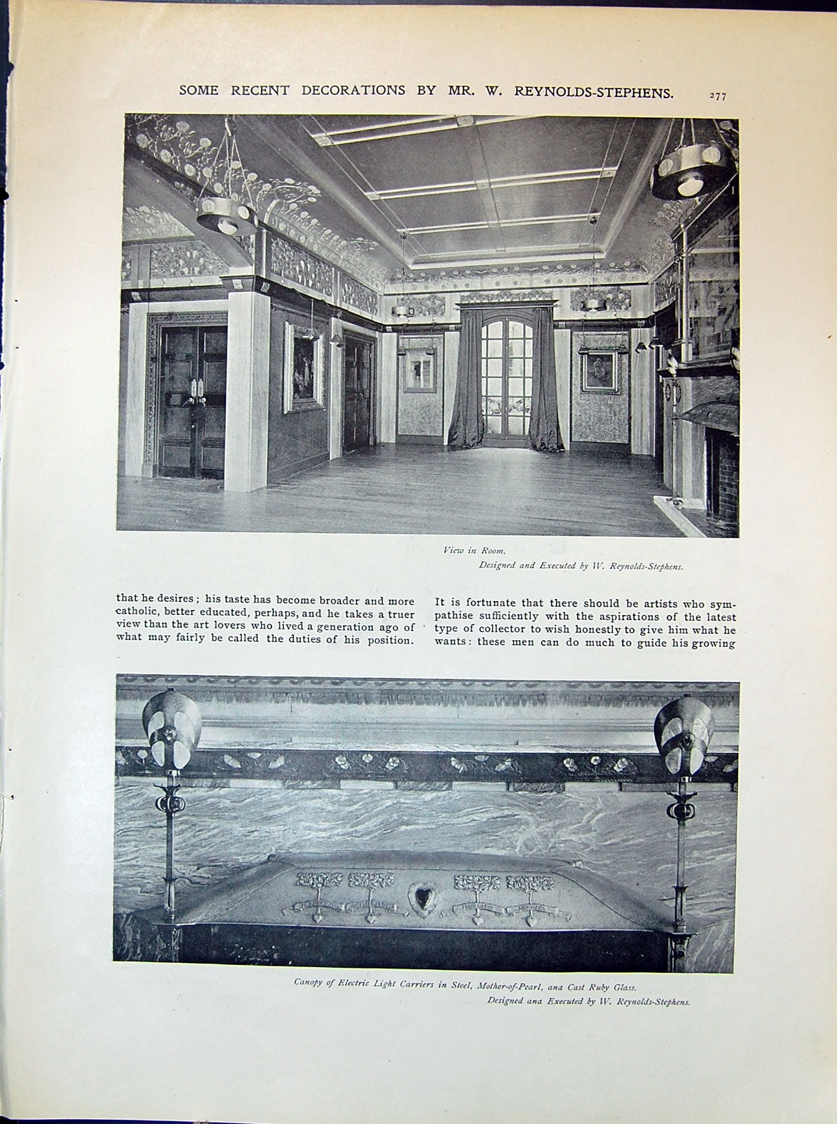 Old Print View Room House Decorations Reyns-Stephens Electric Light 1903 20th