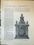 Old Print Monument Earl Rutland Eschutcheon Baluster Leg Canopy 1903 Art 20th