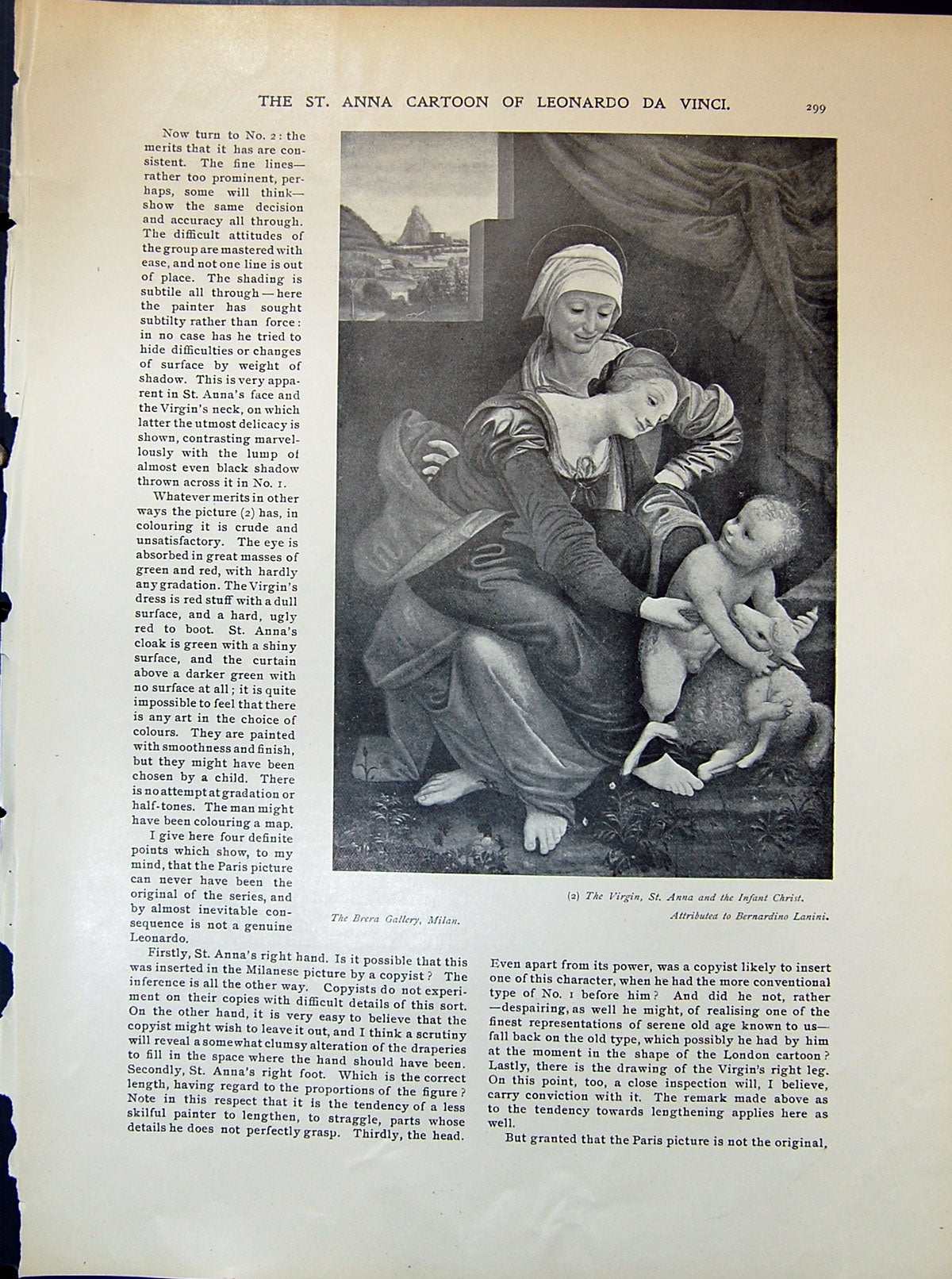 Old Print Virgin St. Anna Infant Christ Lanini Pi-Pezzoli Museum Milan