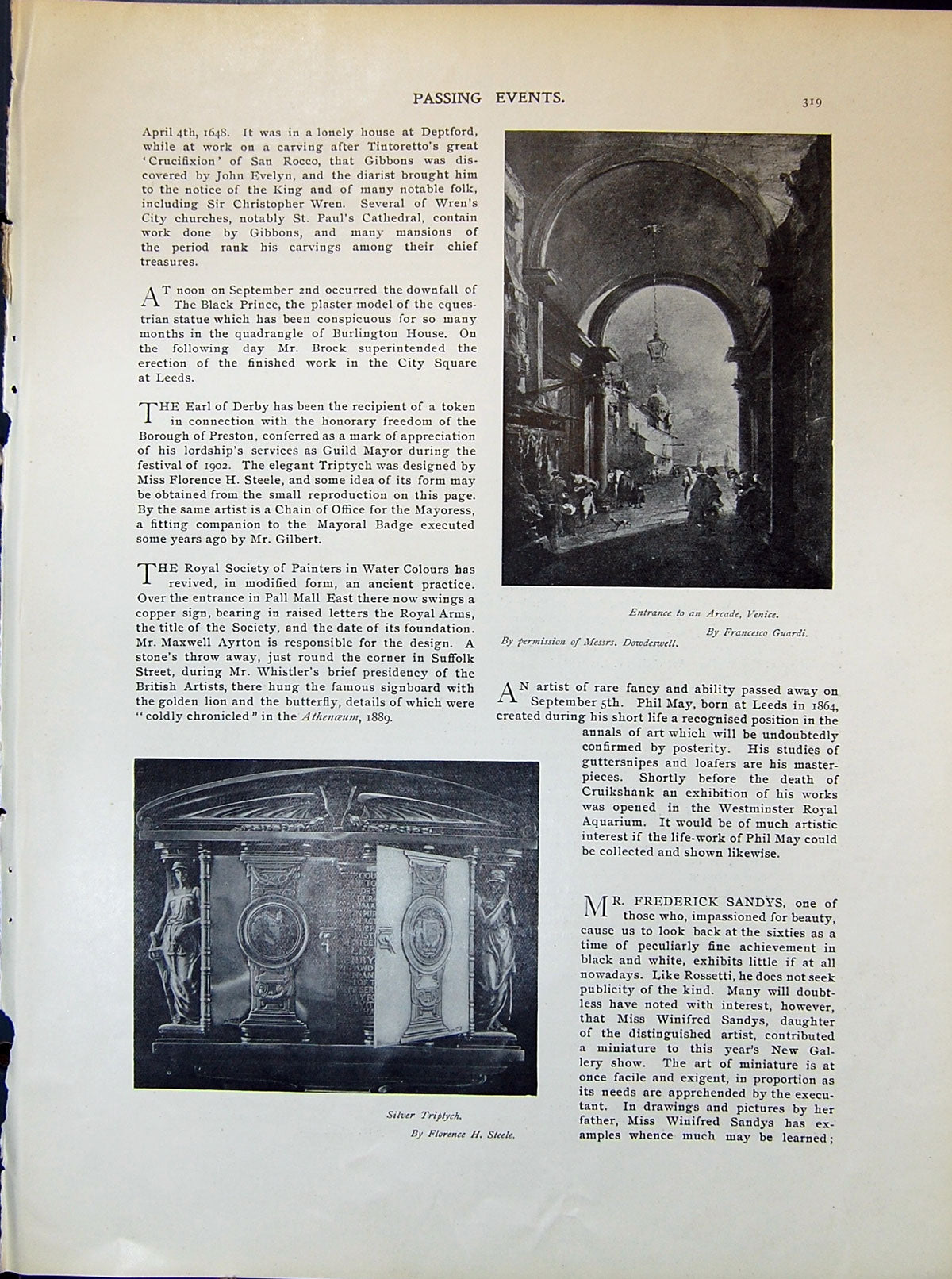 Old Arcade Venice Silver Triptych Steele Mrs Herbert Furber Hawnby 19 20th