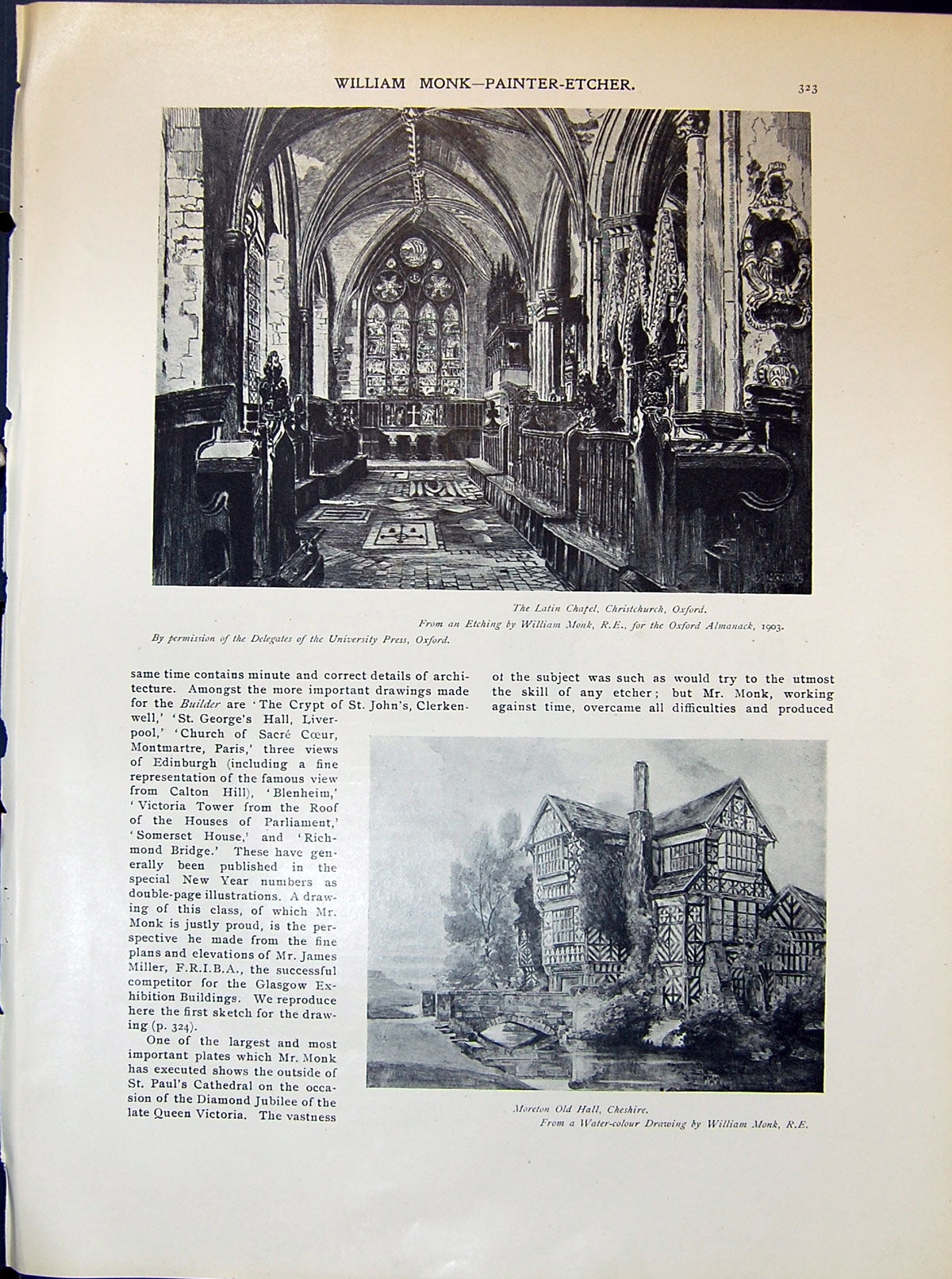 Old Latin Church Christchurch Oxford Monk Moreton Hall Cheshire 1903 20th