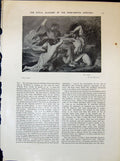 Original Old Antique Print Combat Etty Sleeping Nymphs Satyrs 1903 Art Journal