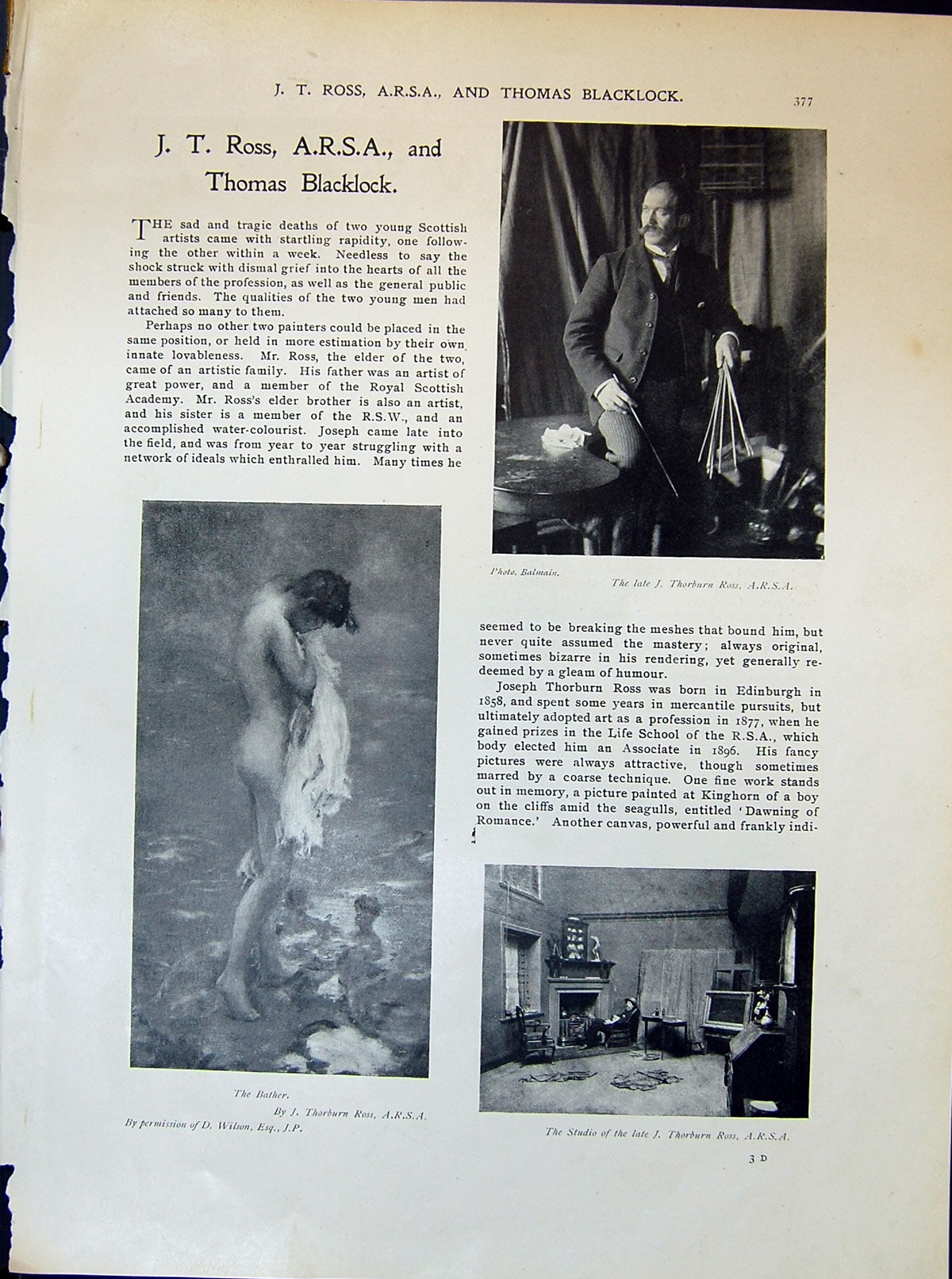 Old Thorburn Ross Bather Studio Thomas Blacklock Sailing Boat 1903 Ar 20th