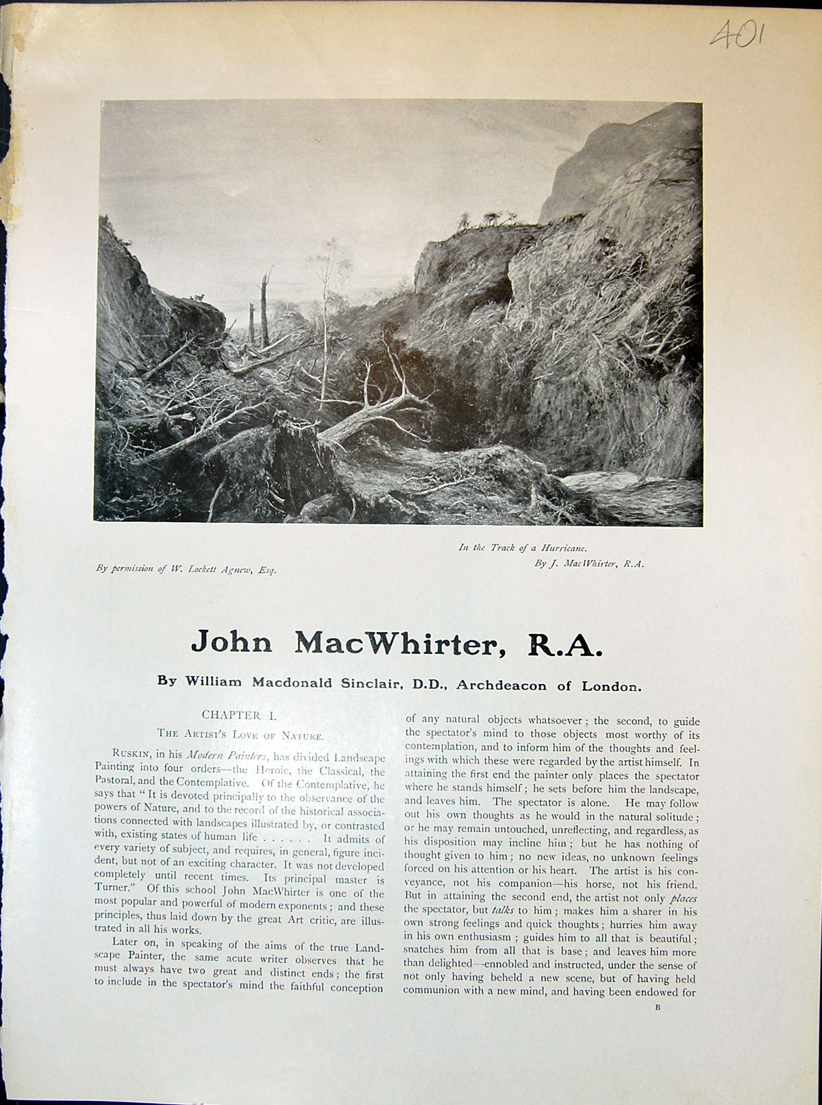 Old Print Trees Track Hurricane Macwhirter Lord Glen Lady Woods 1903 Art 20th
