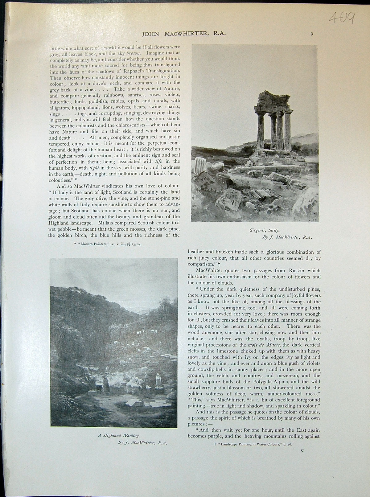 Old Girgenti Sicily Macwhirter Highland Washing River Palm Trees Bord
