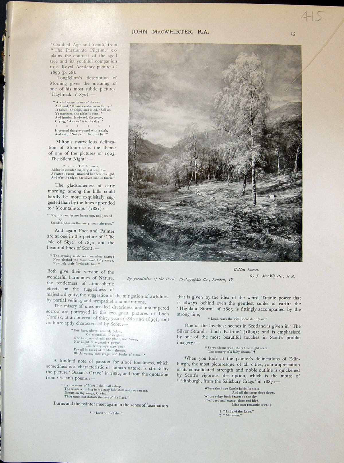 Antique Print Gen Leaves Trees Macwhirter Three Kings Sherwood Sisters 1903
