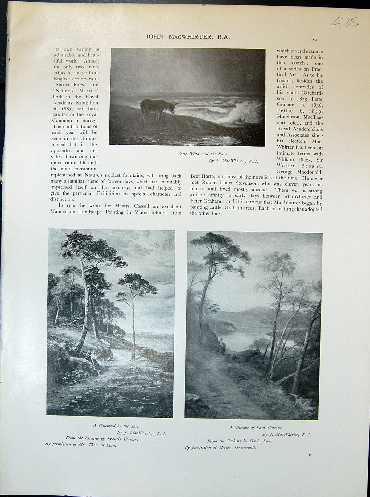 Old Pinewood Sea Loch Katrine Macwhirter Donkey Otium Dignitate 1903 20th