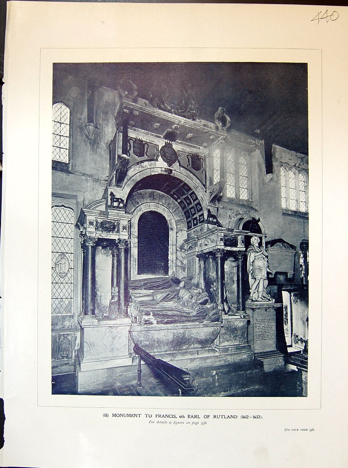 Old Antique Print Monument Francis Earl Rutland Figures 1903 Art Journal 20th