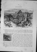 Antique Print Ruins Barn Abbotsbury Abbey Dorchester England Cassell C1882 19th
