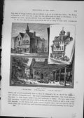 Original Old Antique Print Jews House Bury Cupola White Hart Inn Cassell C1882