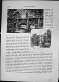 Original Old Antique Print Abbot'S Bridge River Abbey Gate Bury Cassell C1882