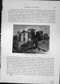 Original Old Antique Print Moat Raglan Castle Ruins Cassell C1882 Victorian