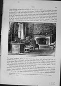 Old Print Study Chair Table Books Hawarden Castle Gladstone Cassell C1882 19th