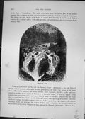 Old Antique Print Hermitage Fall River Tay Trees Scotland Cassell C1882 19th