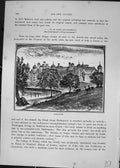 Old Print Charlecote Mansion House Architecture River Deer Cassell C1882 19th