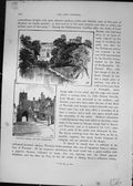 Original Old Antique Print Warwick Castle Almshouses Architecture Cassell C1882