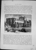 Old Antique Print Buildwas Abbey Ruins England Architecture Cassell C1882 19th