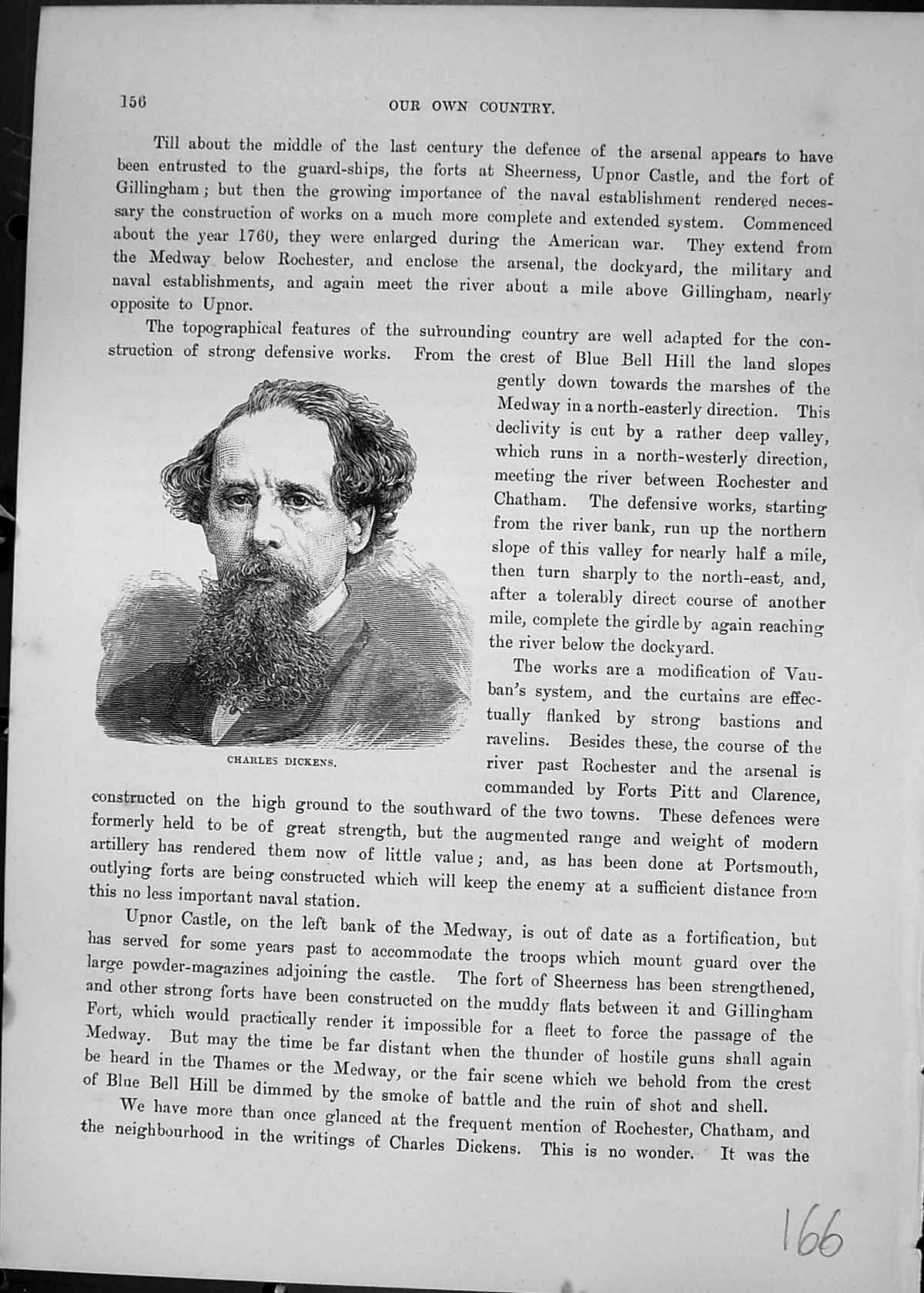 Original Old Antique Print Portrait Charles Dickens Cassell C1882 Victorian