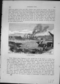 Original Old Antique Print Chatham Dockyard Ships Boats England Cassell C1882