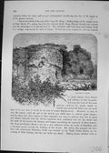 Antique Print Rhuddlan Castle Map Flintshire Asaph MChester Cassell C1882 19th