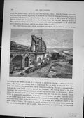 Original Old Antique Print Cassell C1882 Great Wheel Laxey Bradda Head Cliffs