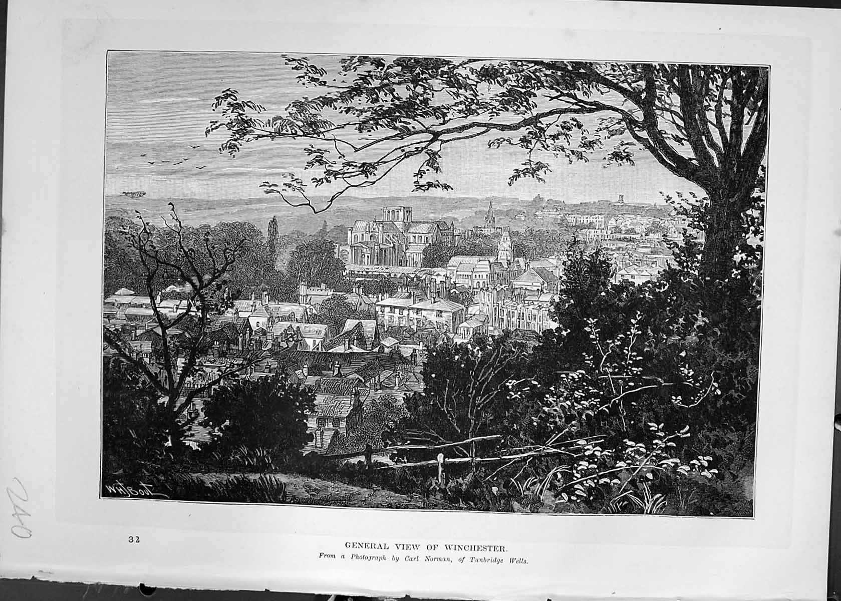 Original Old Antique Print View Winchester Houses Architecture Cassell C1882