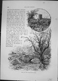 Original Old Antique Print MLoggerheads Bridge River Church Cassell C1882 19th