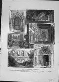 Antique Old Print Rochester Cathedral Crypt Choir Chapter House Cassell C1882