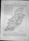 Original Old Antique Print Map Isle Man Peel Douglas Ramsey Bay Cassell C1882