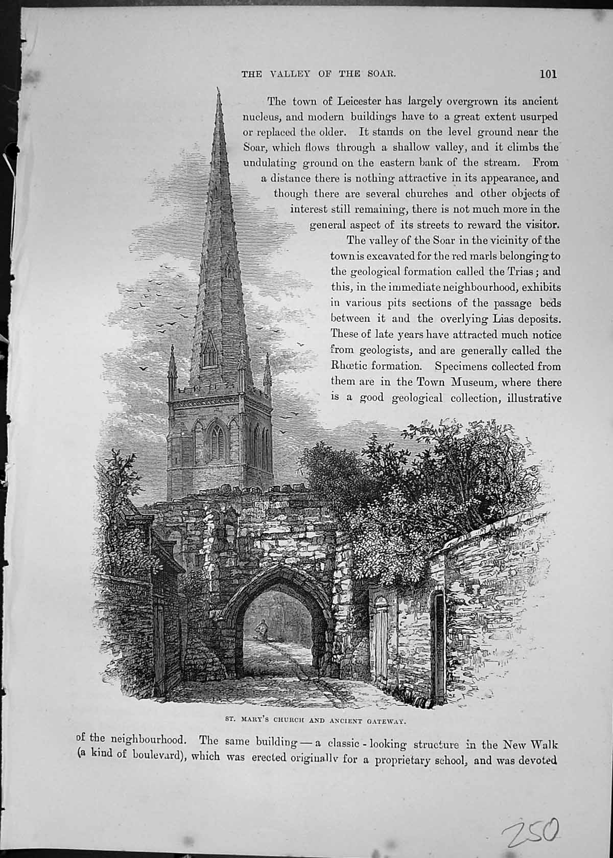 Antique Print St. Mary'S Church Ancient Gateway Architecture Cassell C1882 19th
