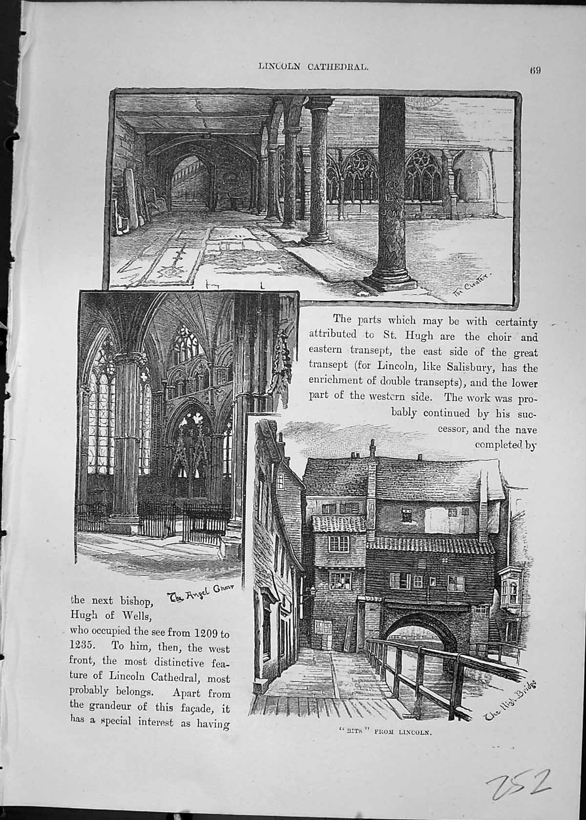 Old Lincoln Cathedral Angel Choir Cloisters High Bridge Cassell C1882 Victorian