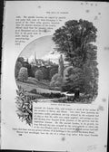 Original Old Antique Print View Harrow School Park Trees Cassell C1882 19th