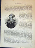 Old Antique Print Portrait Lady Jane Grey Beautiful Woman Cassell C1882 19th