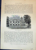Antique Old Print Cassell C1882 Bedford Grammar School Building Architecture