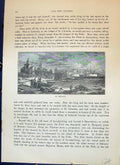 Original Old Antique Print St. Monace Scotland Beach Boats Cassell C1882 19th
