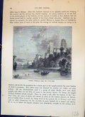 Old Antique Print Durham Cathedral River Boats Architecture Cassell C1882 19th